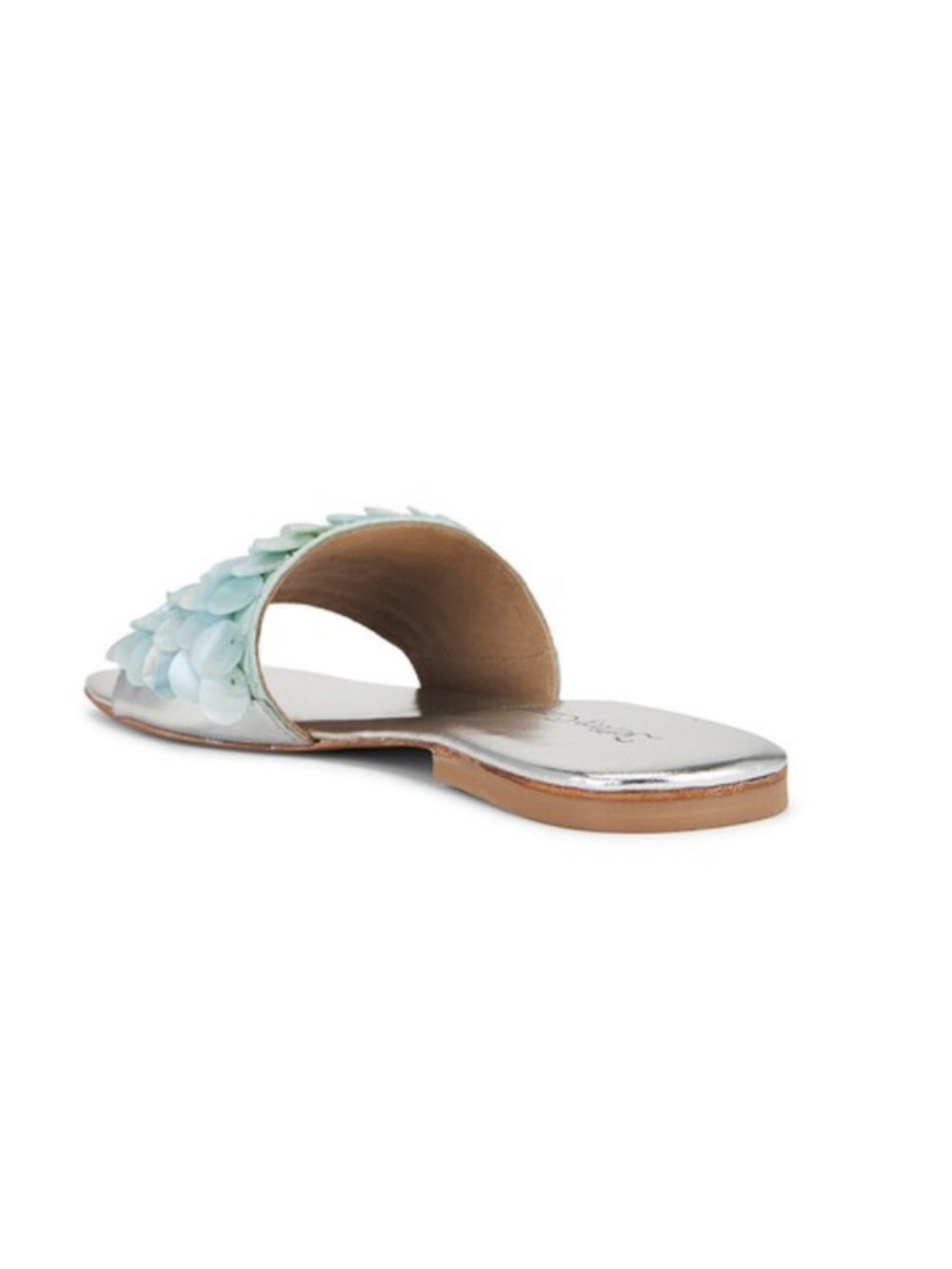 New Jeffrey Campbell Fishy Slides Size 9 Silver with Light Blue Green Sequin - Picture 3 of 8